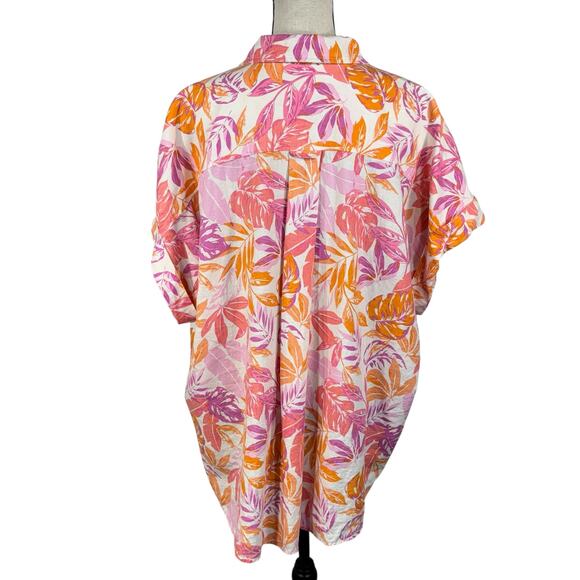 Terra & Sky 2X-Large (20W/22W) Top Button-Up Cuffed Dolman Sleeves Linen Blend - Picture 5 of 9